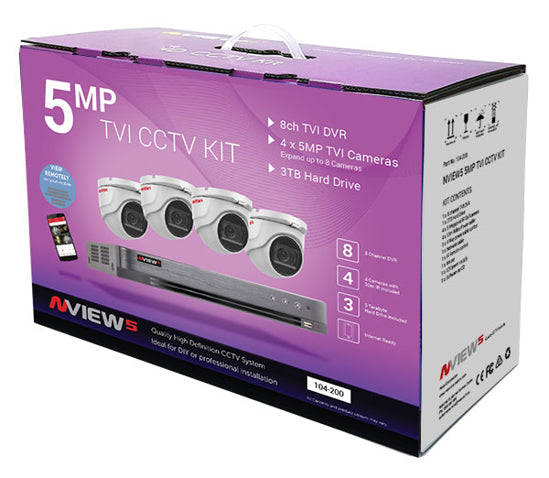 Ness Security NVIEW5 TVI CCTV Kit | 8Ch TVI DVR + 5MP TVI Camera version2
