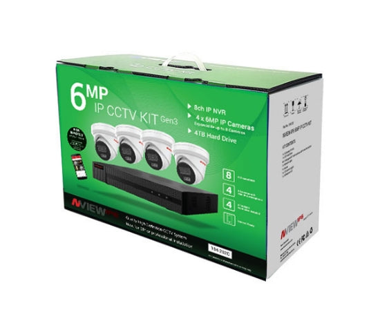 Ness Security NVIEW IP CCTV Kit | 8ch IP NVR + 6MP IP Cameras (104-202c) REVC