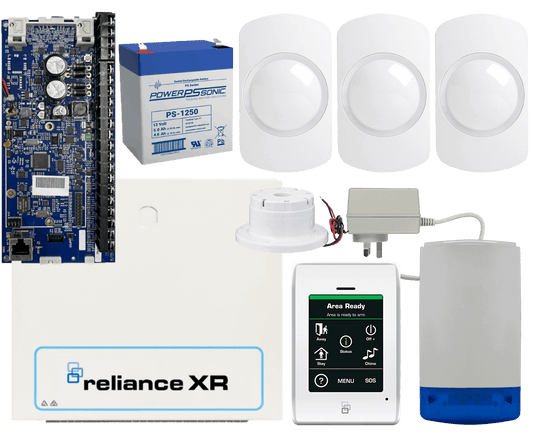 Reliance XR Alarm Kit inc: XR Touch Screen Keypad Siren & Motion Sensor PIR Detectors