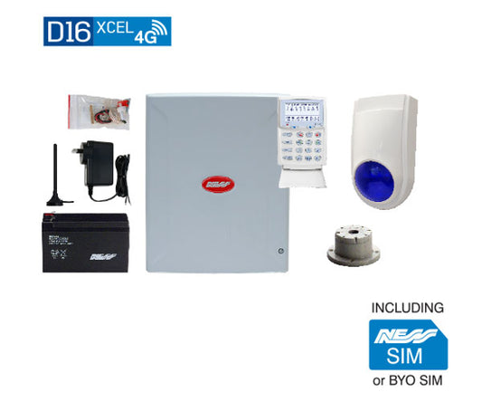 Ness D16XCel 4G Alarm System with KPX Keypad & Siren Kit – Complete 16-Zone Security Solution