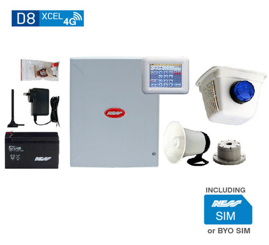 Ness D8XCel 4G Alarm Panel with Navigator Touchscreen Keypad & Siren – 8-Zone Security System